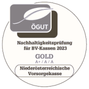 ÖGUT Siegel für die Nachhaltigkeitsprüfung für BV-Kassen 2023 in Gold für die NÖVK